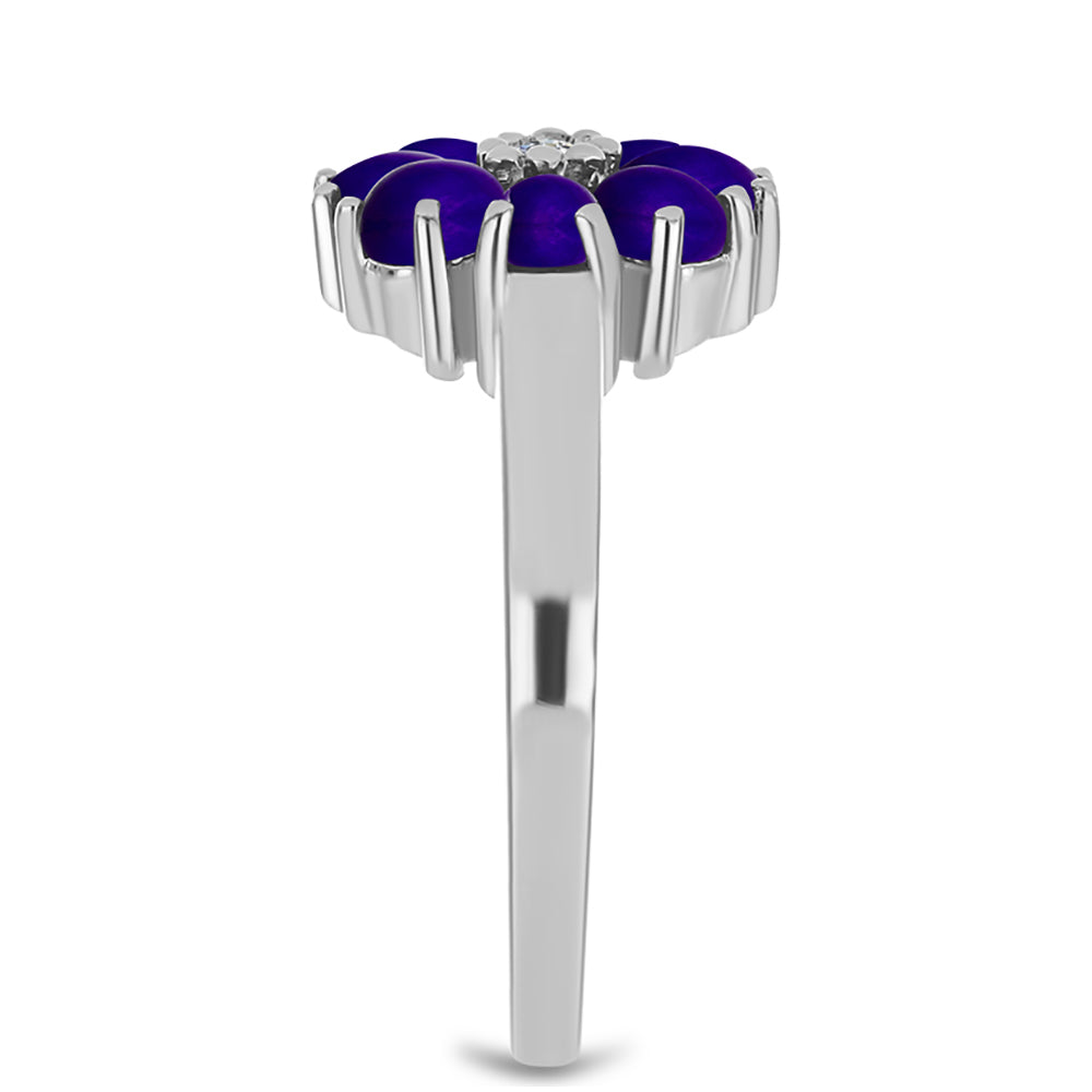 Ezüst Gyűrű Bíbor Jádéval és Fehér Topázzal 4 