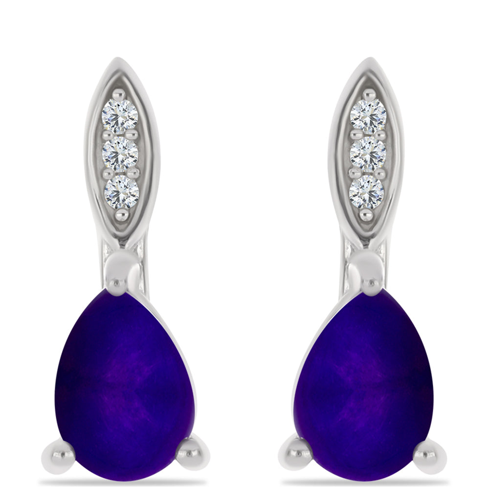 Ezüst Fülbevaló Bíbor Jádéval és Fehér Topázzal