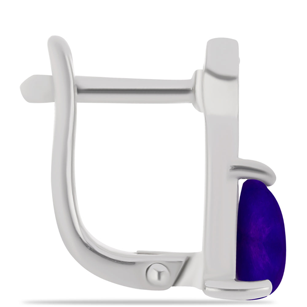 Ezüst Fülbevaló Bíbor Jádéval és Fehér Topázzal 2 