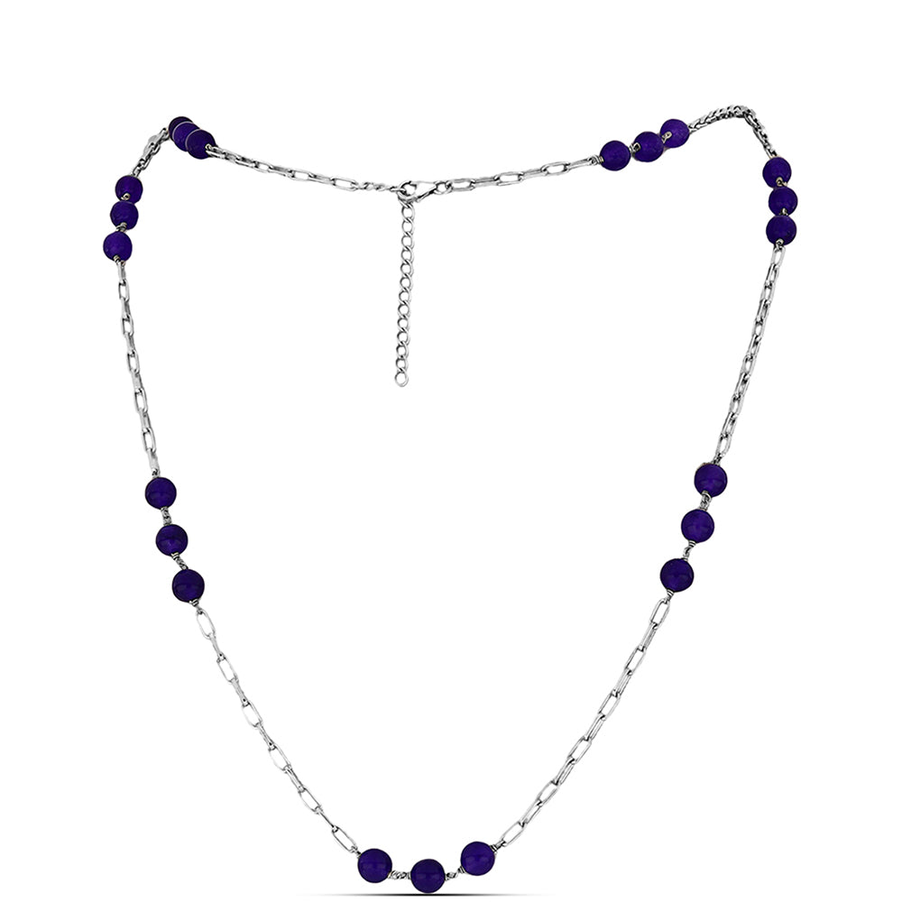 Ezüst Nyaklánc Bíbor Jádéval