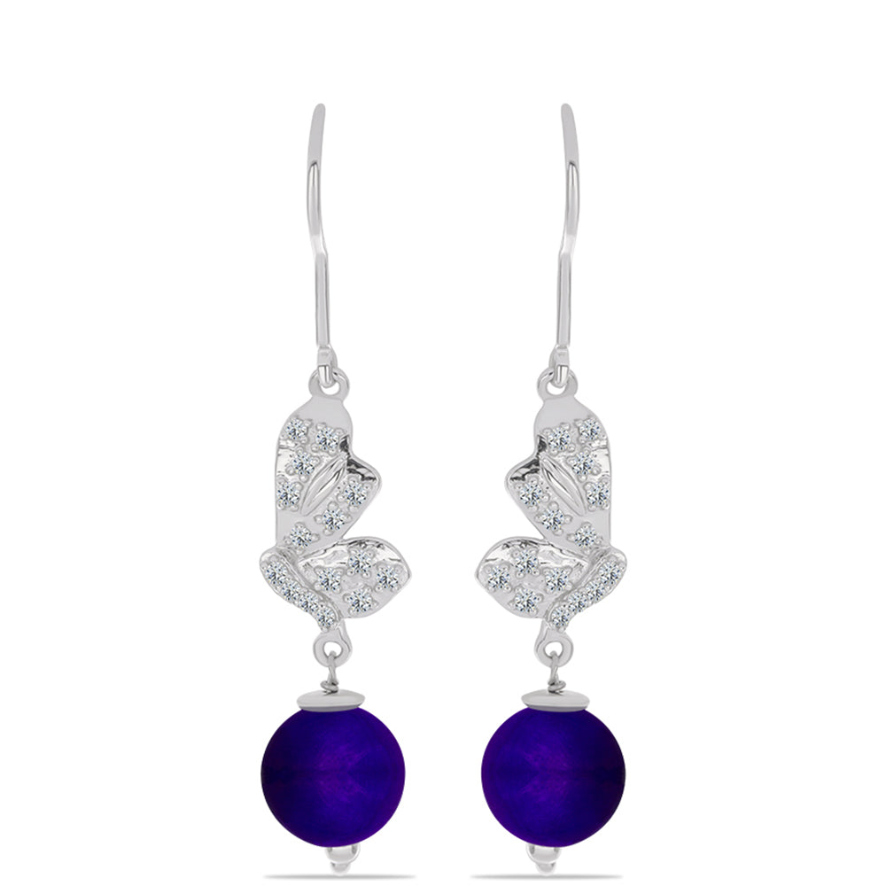 Ezüst Fülbevaló Bíbor Jádéval és Fehér Topázzal 1 