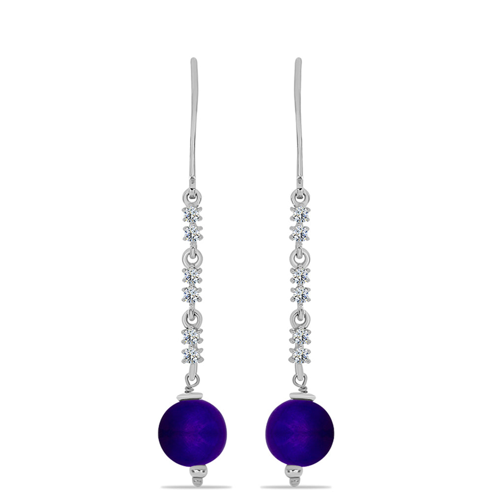 Ezüst Fülbevaló Bíbor Jádéval és Fehér Topázzal