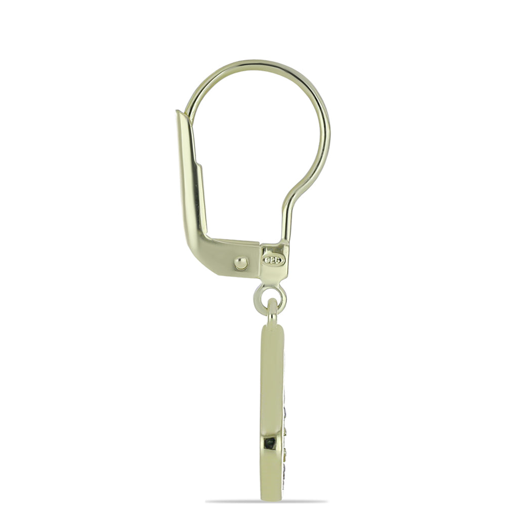 Arannyal Bevont Ezüst Fülbevaló Bíbor Gyémánttal és Fehér Gyémánttal 2 