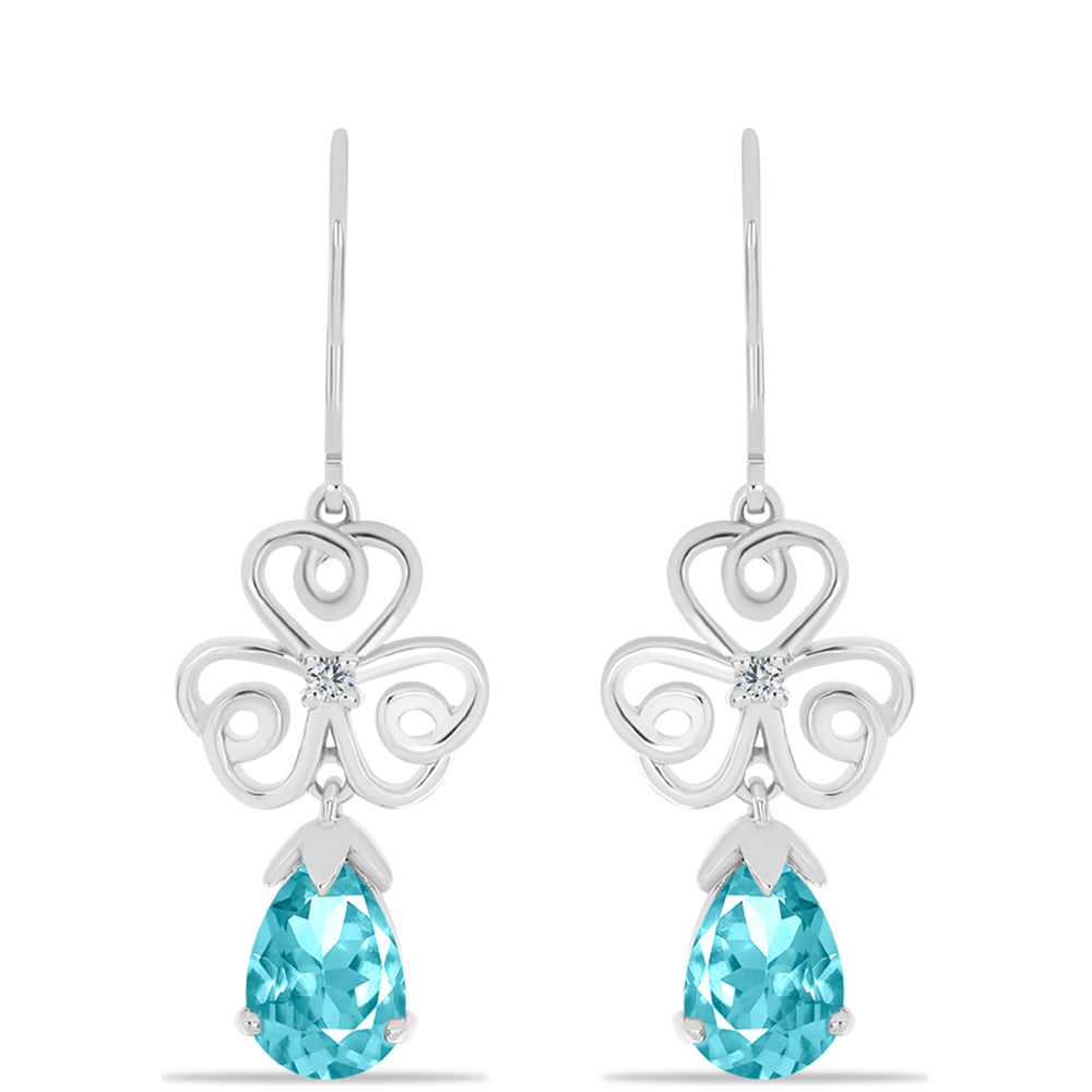 Ezüst Fülbevaló Paraiba Kvarccal és Fehér Topázzal