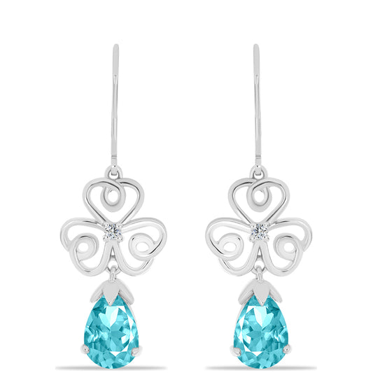 Ezüst Fülbevaló Paraiba Kvarccal és Fehér Topázzal