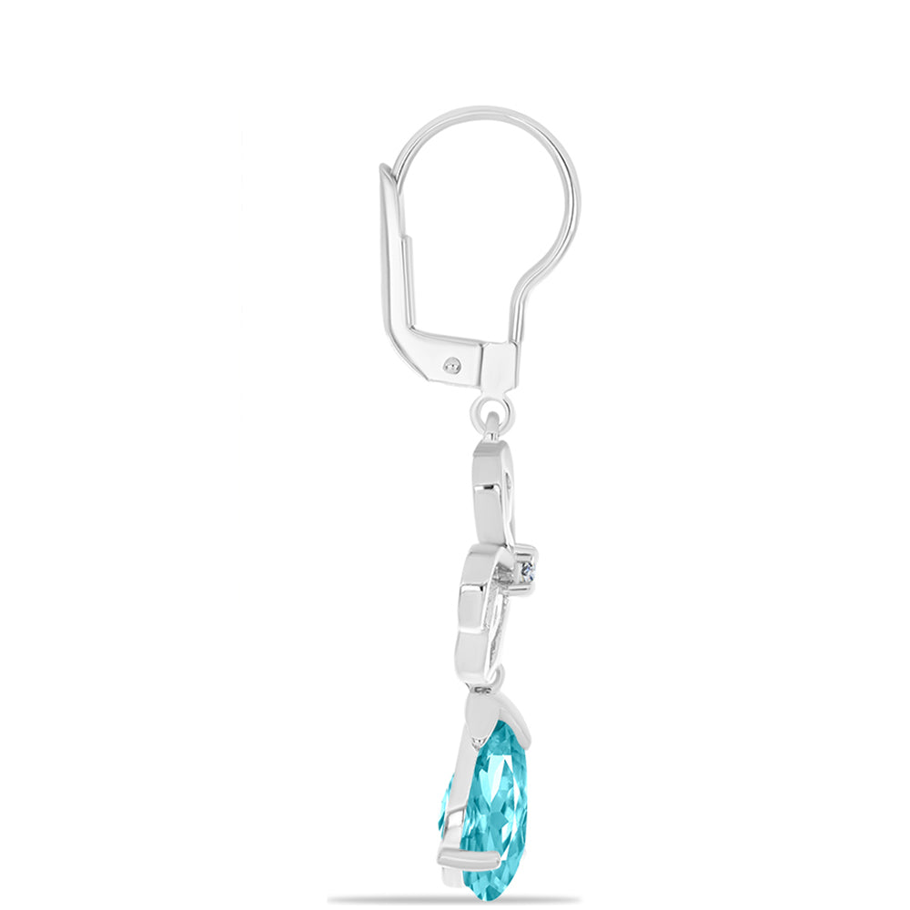 Ezüst Fülbevaló Paraiba Kvarccal és Fehér Topázzal