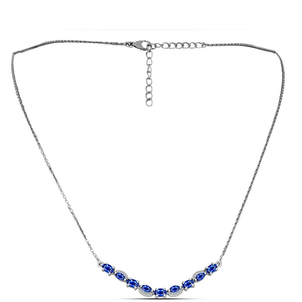 Ezüst Nyaklánc Ausztrál Kék Zafírral és Fehér Topázzal