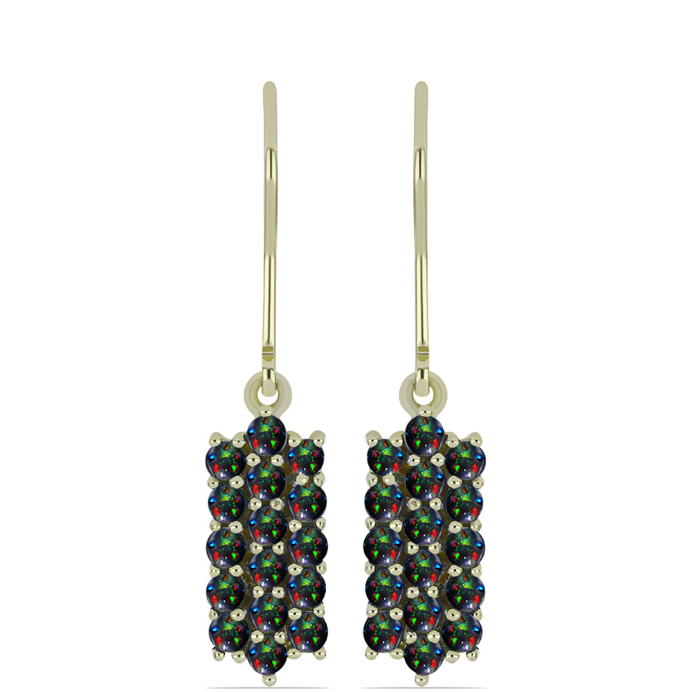 Arannyal Bevont Ezüst Fülbevaló Lega Dembi Éjfekete Etiópiai Opállal