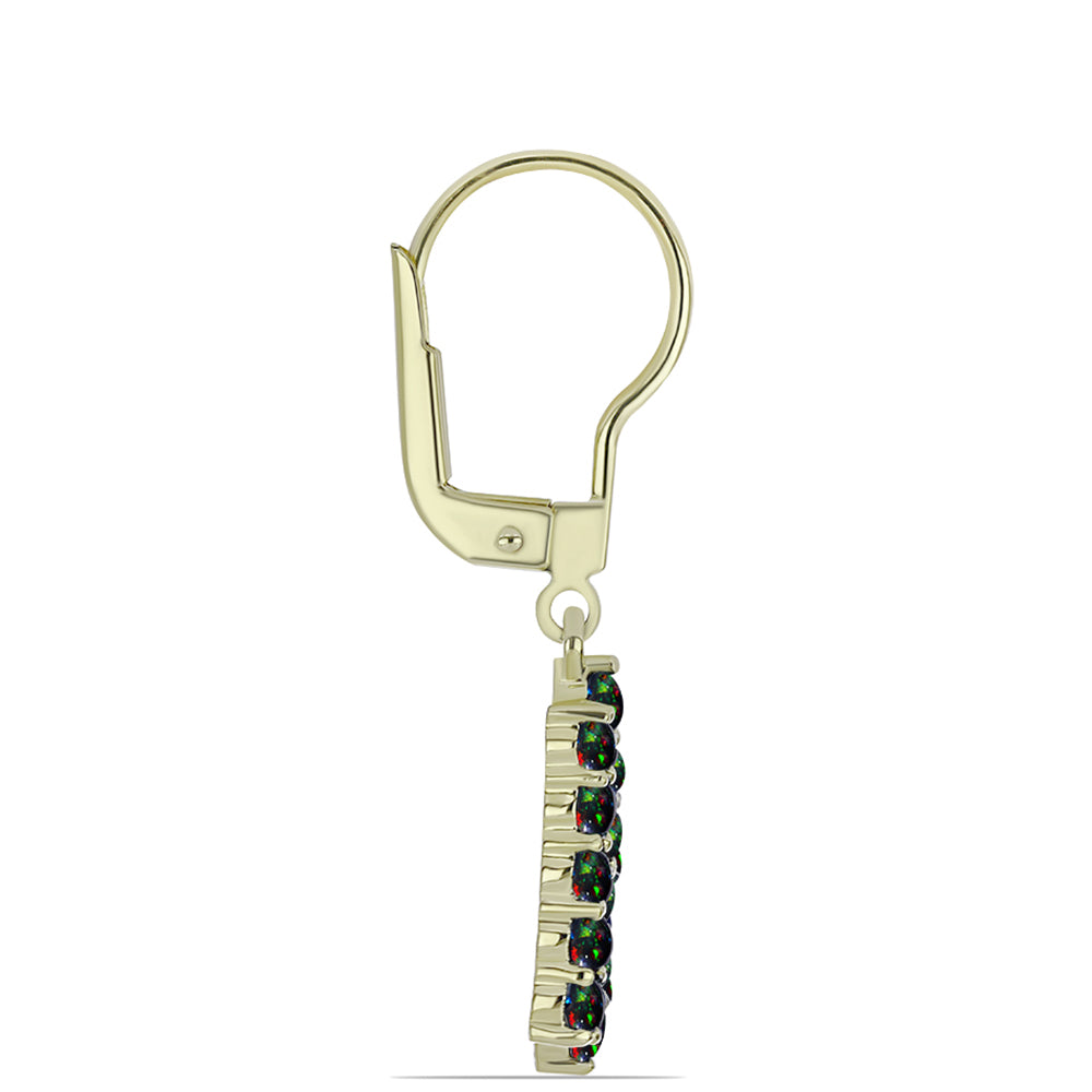 Arannyal Bevont Ezüst Fülbevaló Lega Dembi Éjfekete Etiópiai Opállal