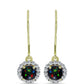 Arannyal Bevont Ezüst Fülbevaló Lega Dembi Éjfekete Etiópiai Opállal és Fehér Topázzal