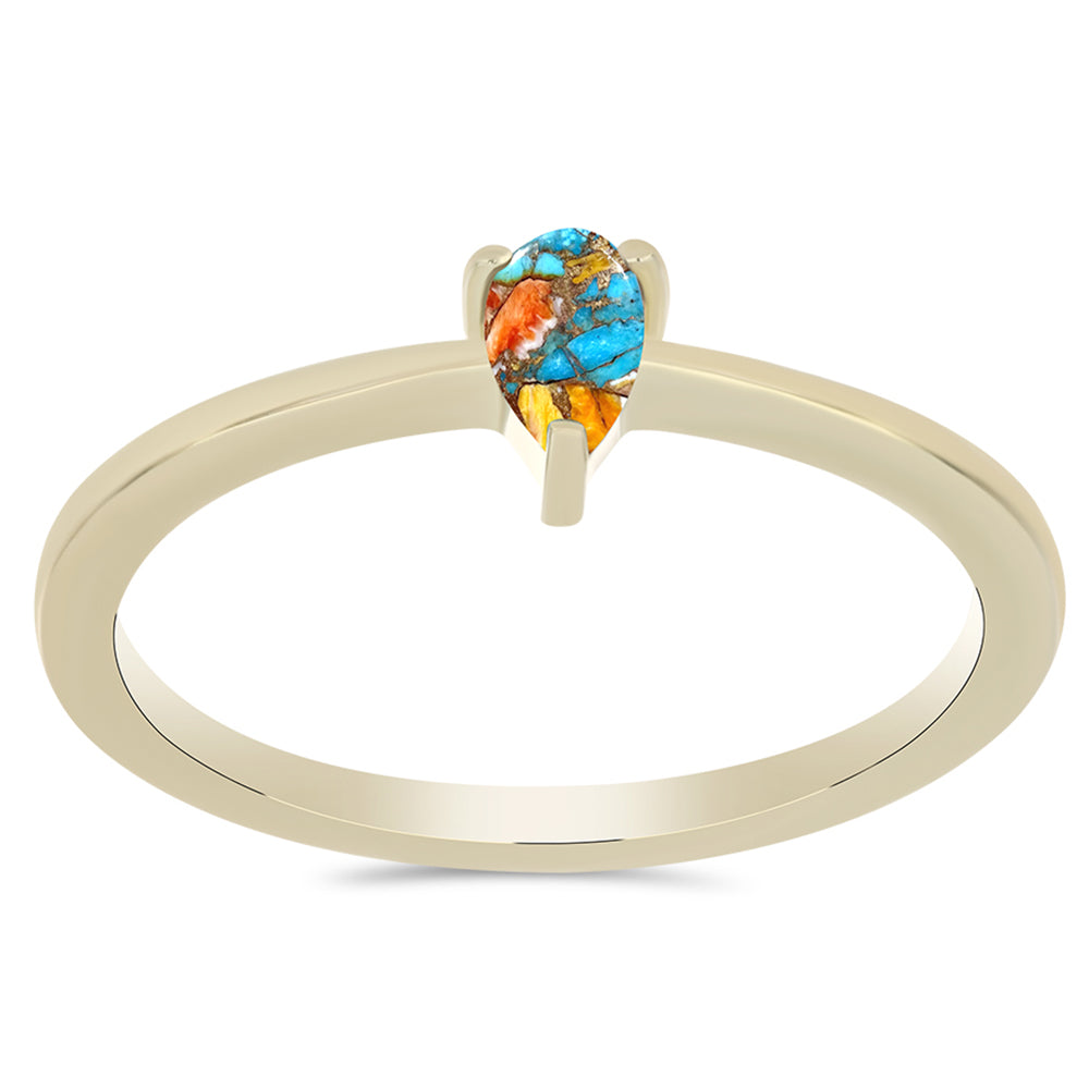 Arannyal Bevont Ezüst Gyűrű Osztriga Türkizzel