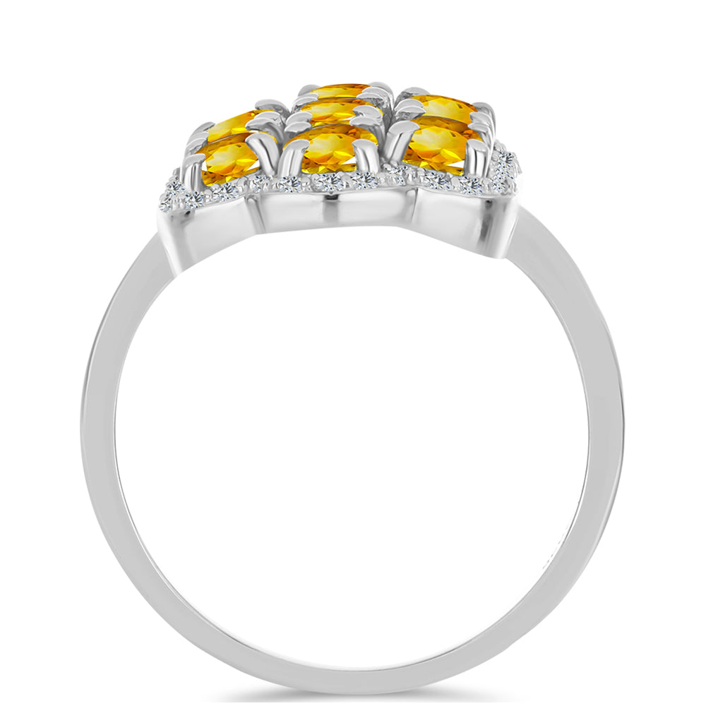 Ezüst Gyűrű Ural Citrinnel és Fehér Topázzal 2 