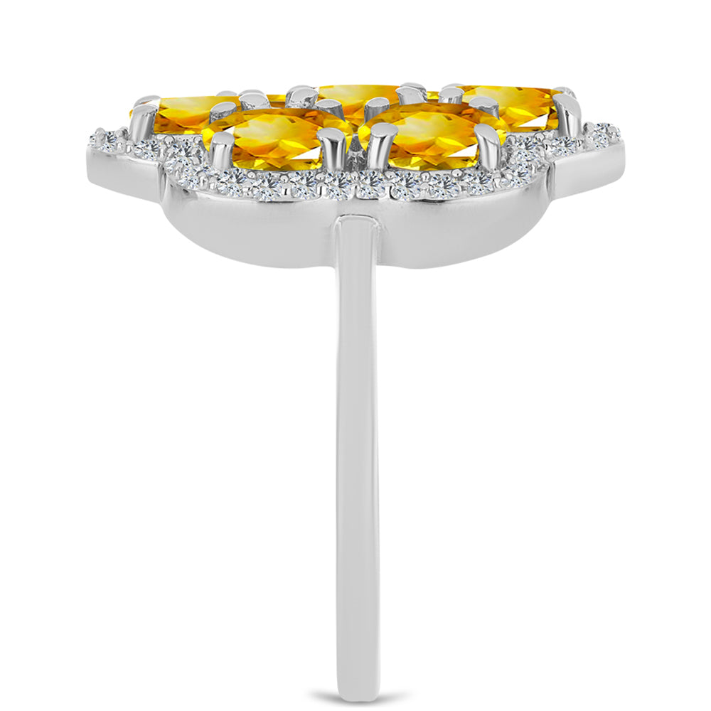 Ezüst Gyűrű Ural Citrinnel és Fehér Topázzal