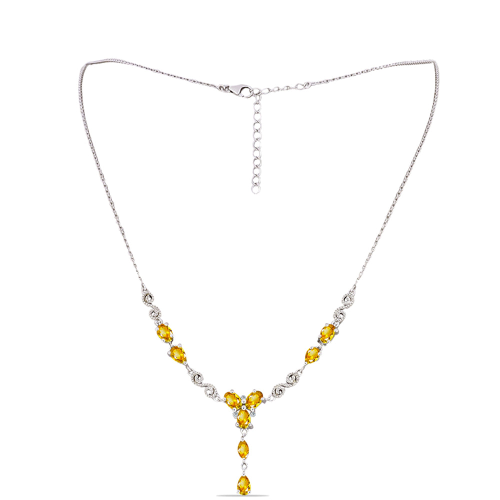 Ezüst Nyaklánc Ural Citrinnel és Fehér Topázzal