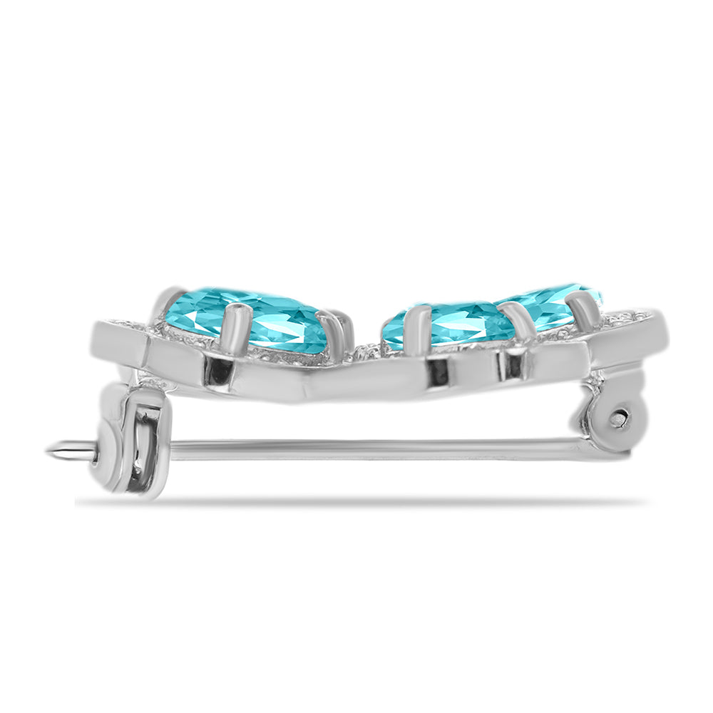 Ezüst Bross Paraiba Kvarccal és Fehér Topázzal 2 