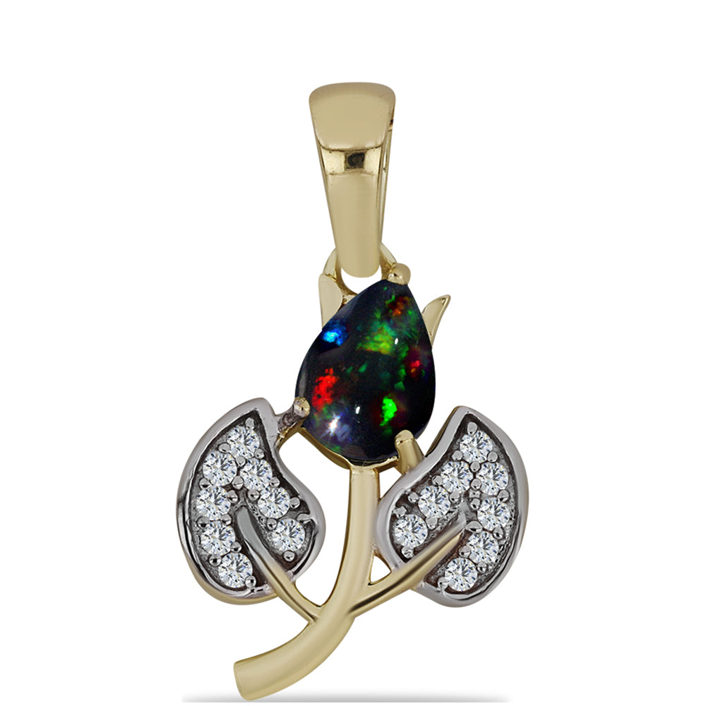 Arannyal Bevont Ezüst Medál Lega Dembi Éjfekete Etiópiai Opállal és Fehér Topázzal 1 