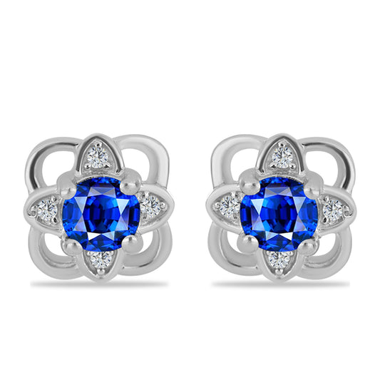 Ezüst Fülbevaló Ausztrál Kék Zafírral és Fehér Topázzal