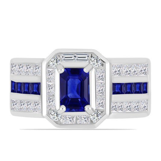 Ezüst Gyűrű Ausztrál Kék Zafírral és Fehér Topázzal