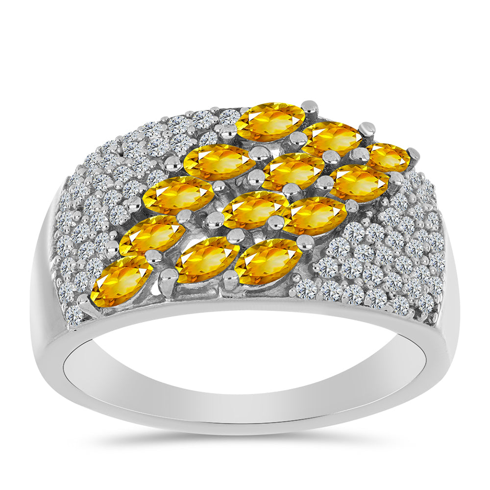 Ezüst Gyűrű Ural Citrinnel és Fehér Topázzal 3 