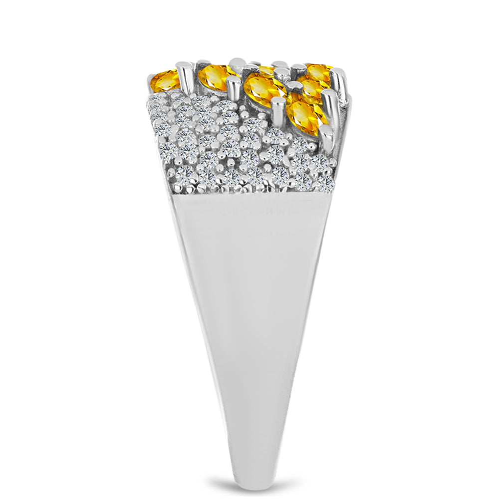 Ezüst Gyűrű Ural Citrinnel és Fehér Topázzal