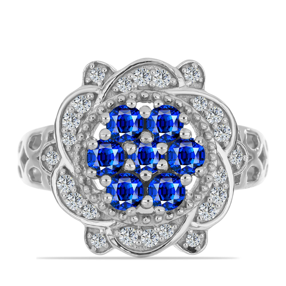 Ezüst Gyűrű Ausztrál Kék Zafírral és Fehér Topázzal