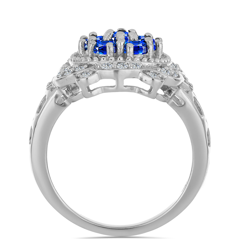 Ezüst Gyűrű Ausztrál Kék Zafírral és Fehér Topázzal