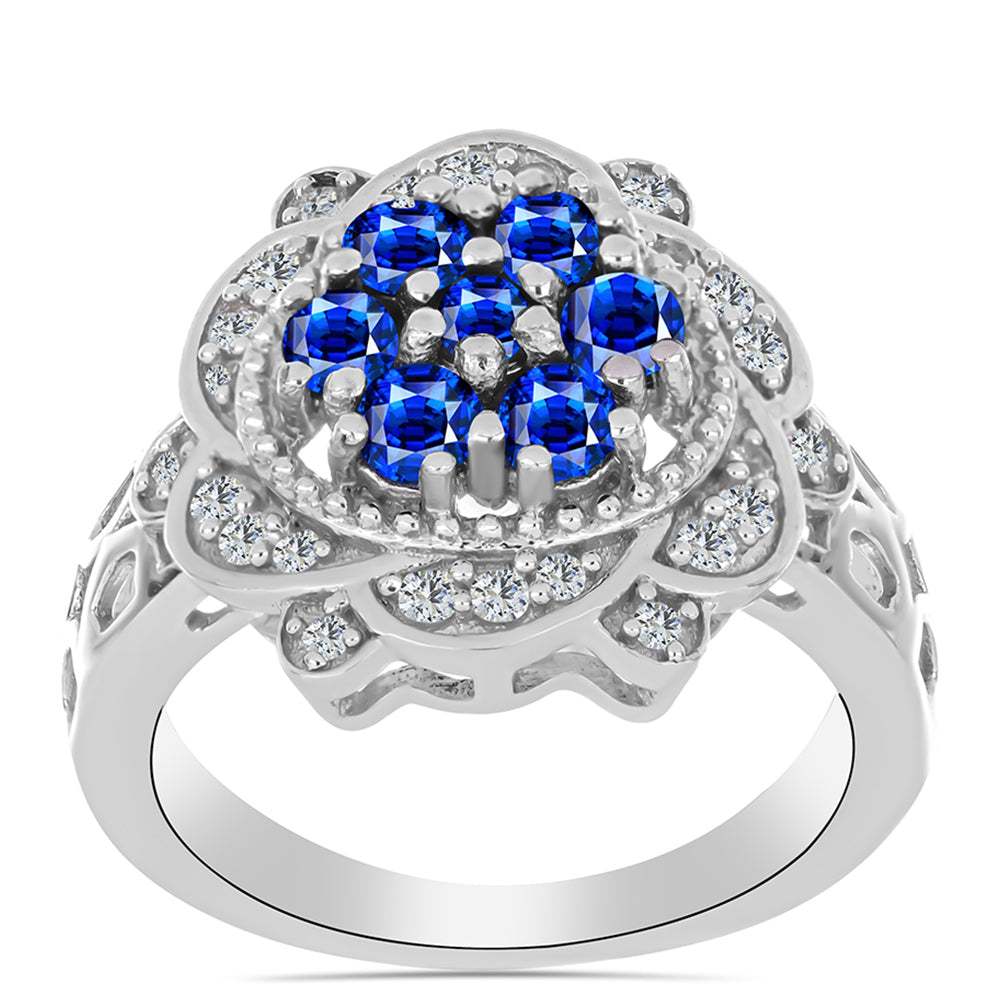 Ezüst Gyűrű Ausztrál Kék Zafírral és Fehér Topázzal