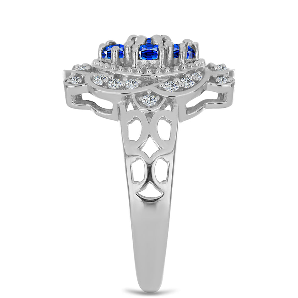 Ezüst Gyűrű Ausztrál Kék Zafírral és Fehér Topázzal 4 