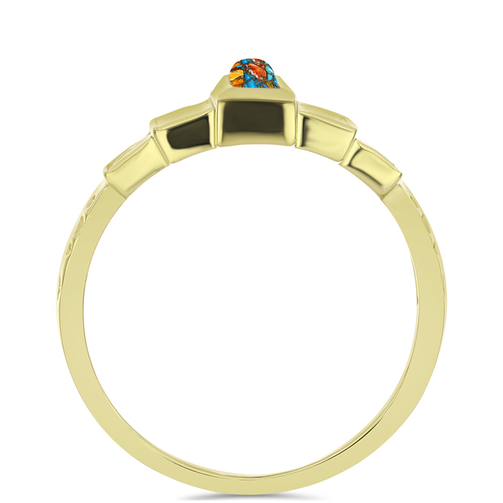 Arannyal Bevont Ezüst Gyűrű Osztriga Türkizzel