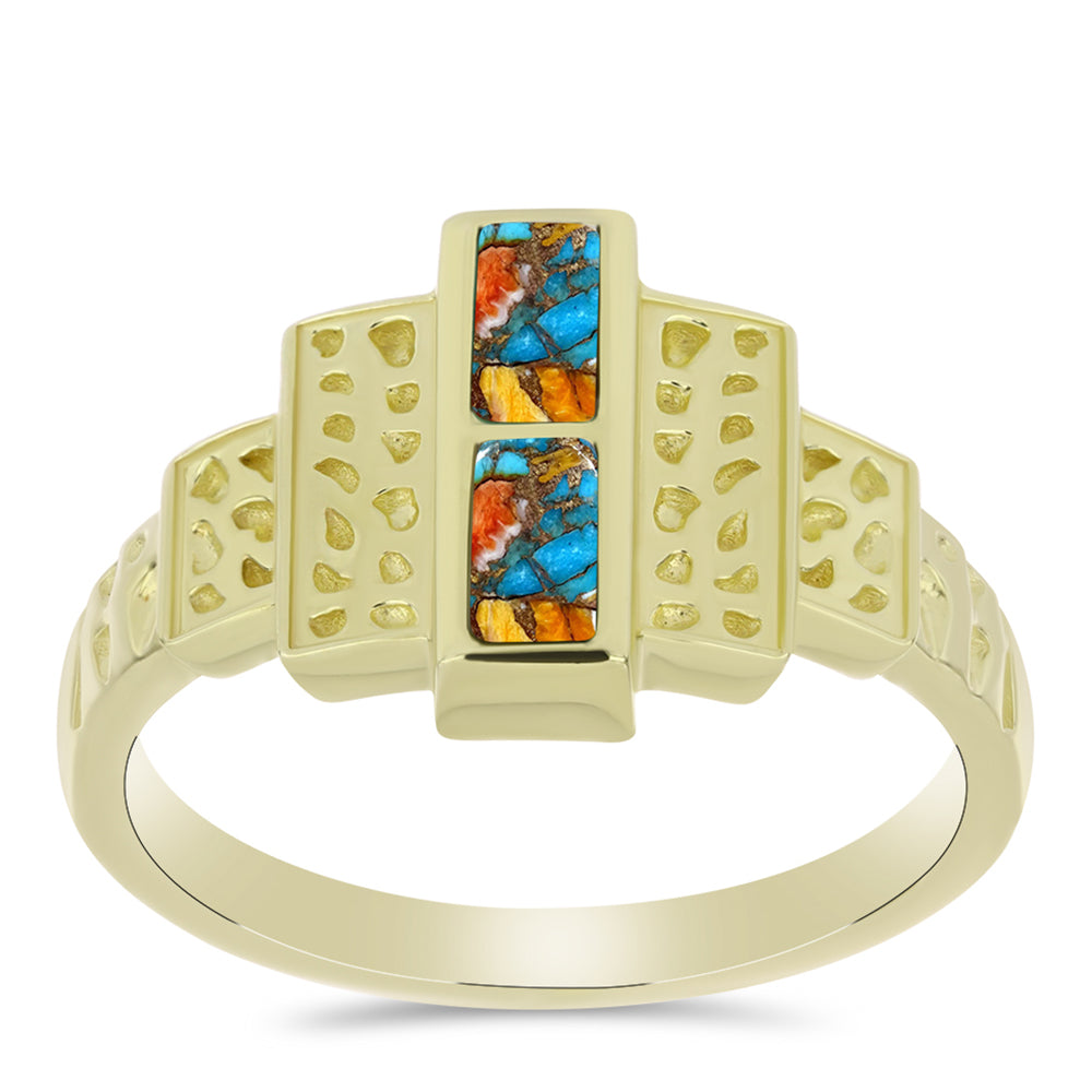 Arannyal Bevont Ezüst Gyűrű Osztriga Türkizzel