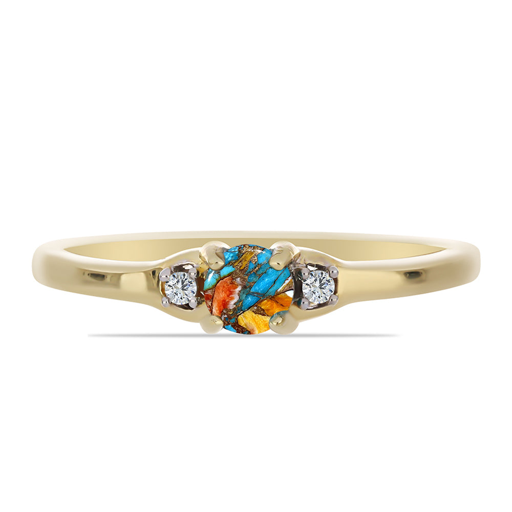 Arannyal Bevont Ezüst Gyűrű Osztriga Türkizzel és Fehér Topázzal 1 