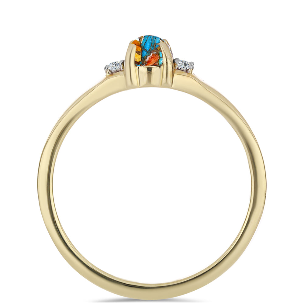 Arannyal Bevont Ezüst Gyűrű Osztriga Türkizzel és Fehér Topázzal 2 