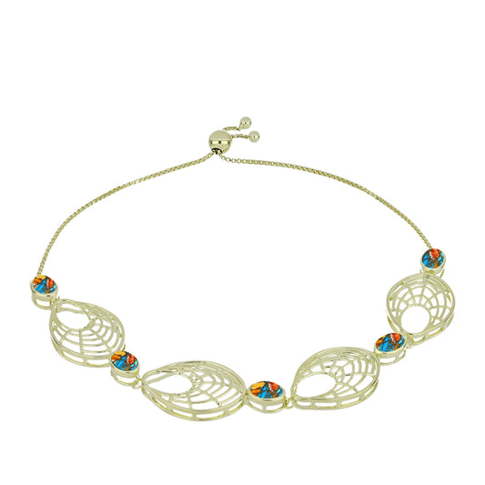 Arannyal Bevont Ezüst Karkötő Osztriga Türkizzel