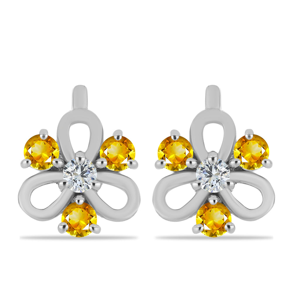 Ezüst Fülbevaló Ural Citrinnel és Fehér Topázzal 1 