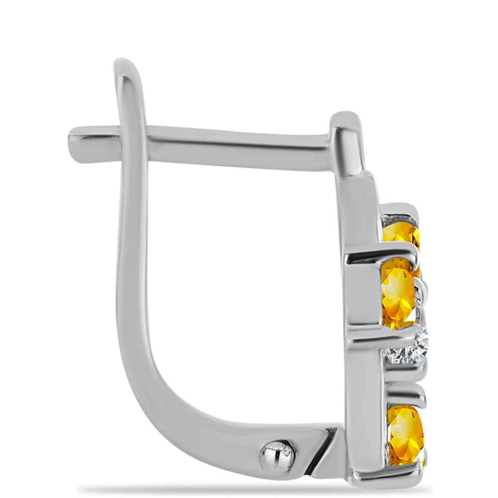 Ezüst Fülbevaló Ural Citrinnel és Fehér Topázzal 2 