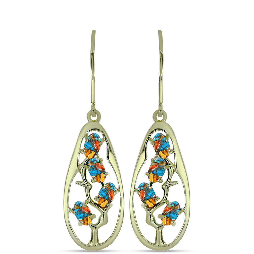 Arannyal Bevont Ezüst Fülbevaló Osztriga Türkizzel 1 