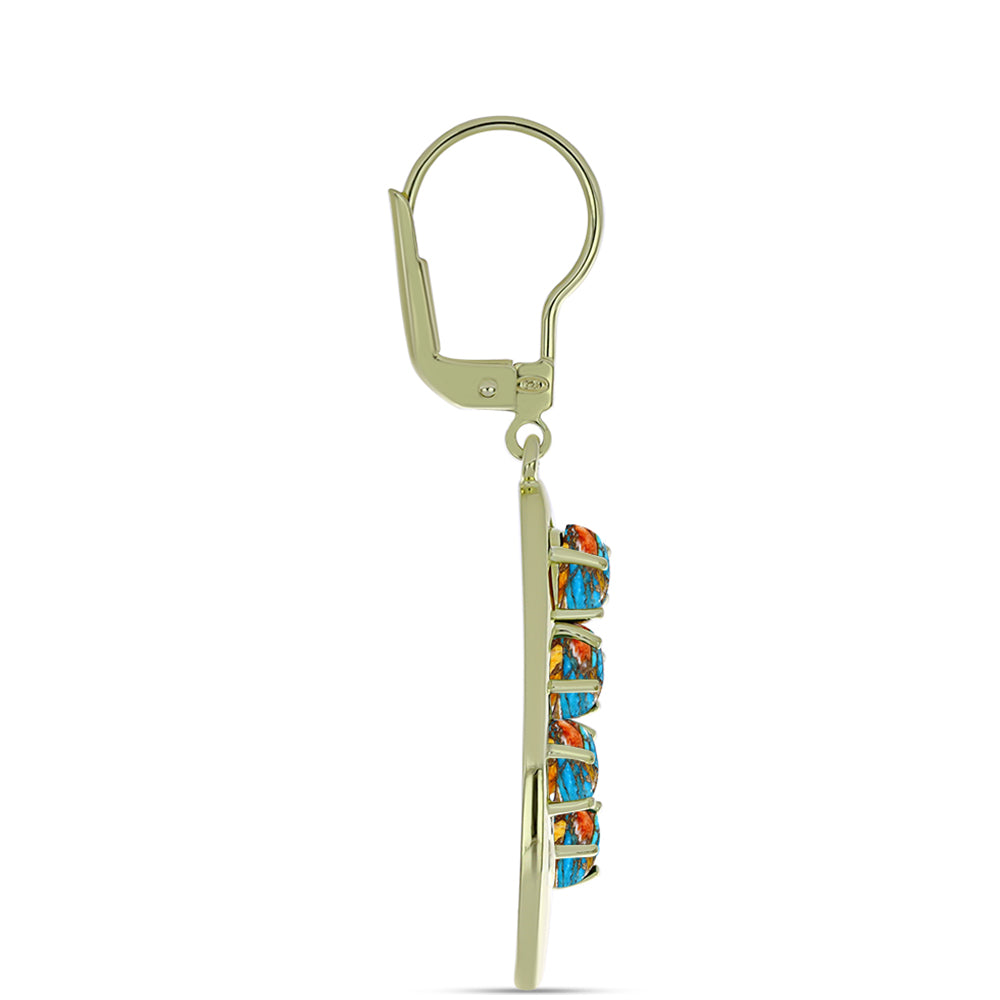 Arannyal Bevont Ezüst Fülbevaló Osztriga Türkizzel 2 