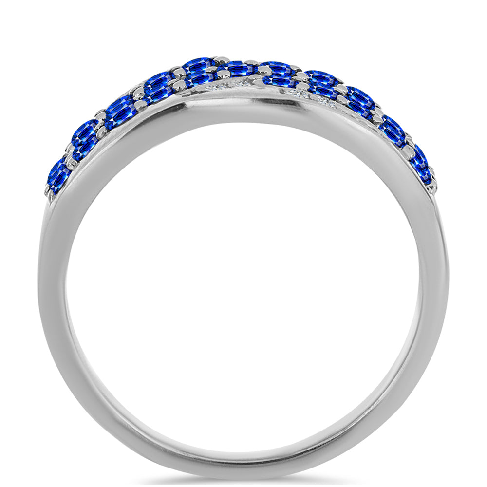 Ezüst Gyűrű Ausztrál Kék Zafírral és Fehér Topázzal 2 