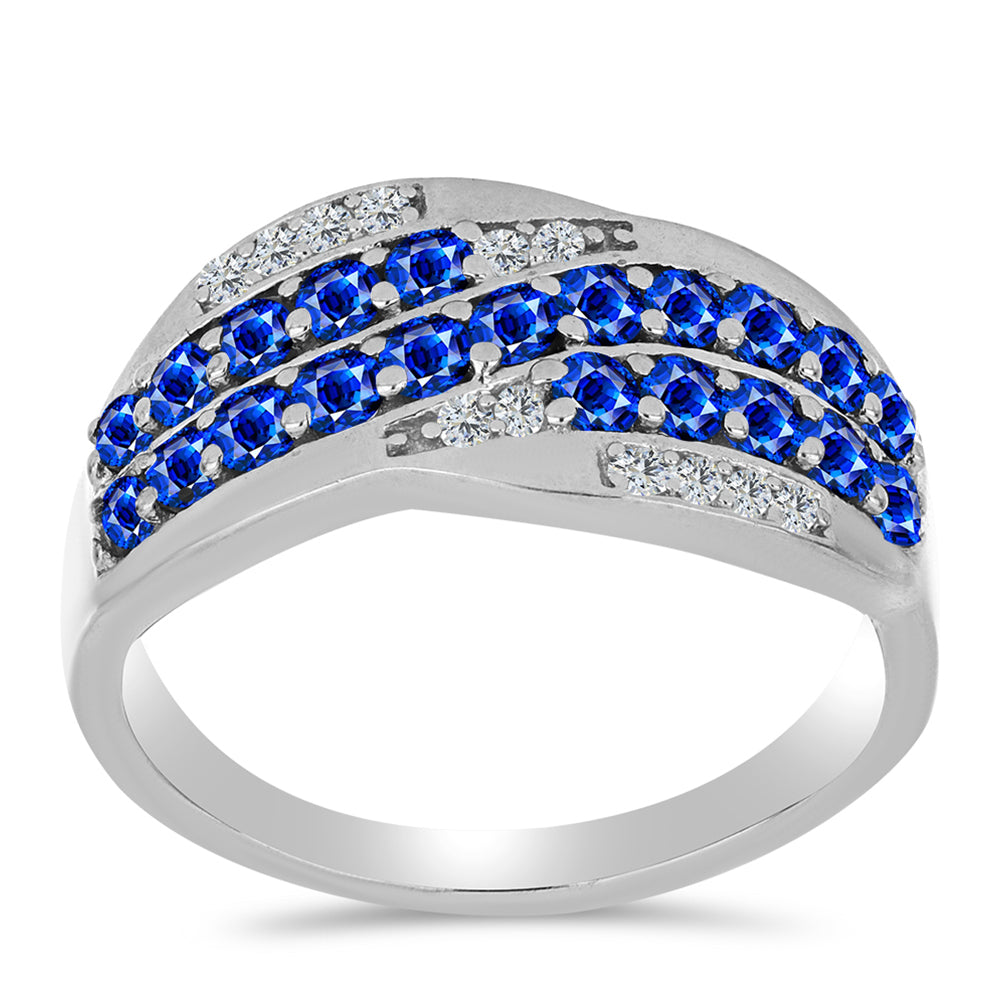 Ezüst Gyűrű Ausztrál Kék Zafírral és Fehér Topázzal 3 