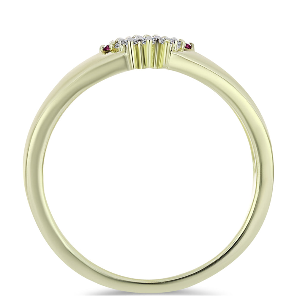 Arannyal Bevont Ezüst Gyűrű Bíbor Gyémánttal és Fehér Gyémánttal 2 