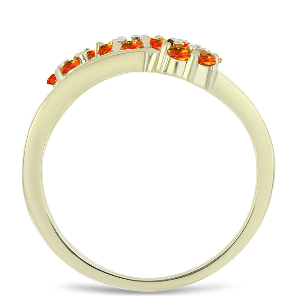 Arannyal Bevont Ezüst Gyűrű Amerikai Tűzopállal