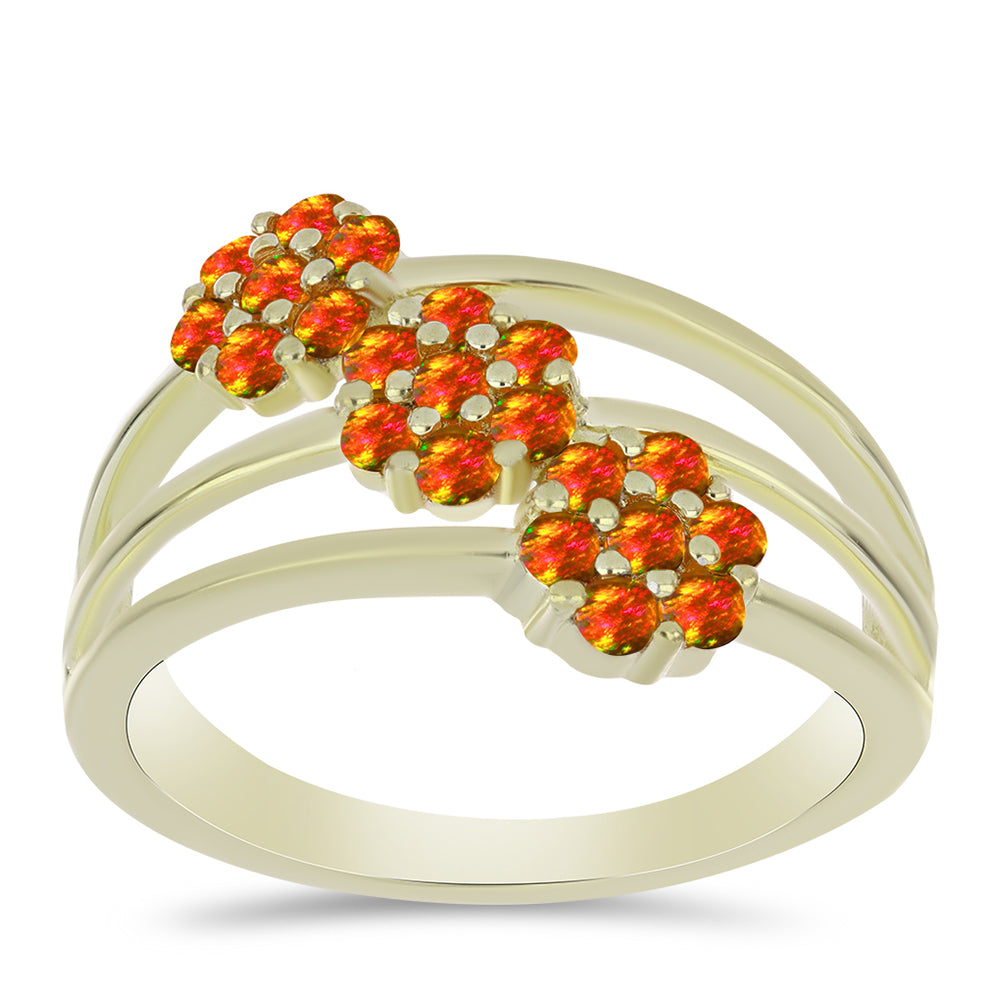 Arannyal Bevont Ezüst Gyűrű Amerikai Tűzopállal