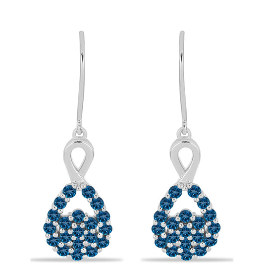 Ezüst Fülbevaló London Kék Topázzal