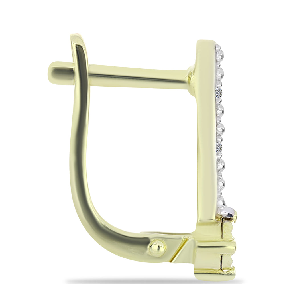 Arannyal Bevont Ezüst Fülbevaló Pezsgő Gyémánttal és Fehér Gyémánttal 2 