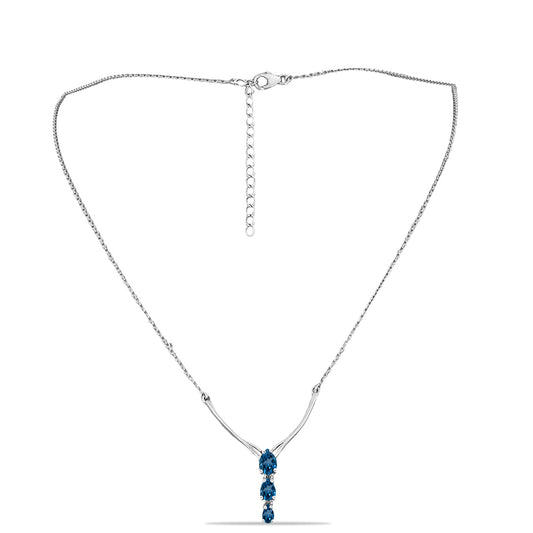 Ezüst Nyaklánc London Kék Topázzal