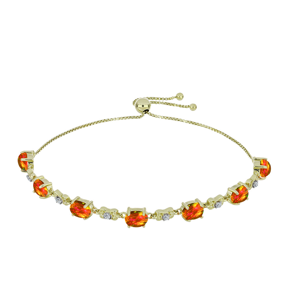 Arannyal Bevont Ezüst Karkötő Amerikai Tűzopállal és Fehér Topázzal