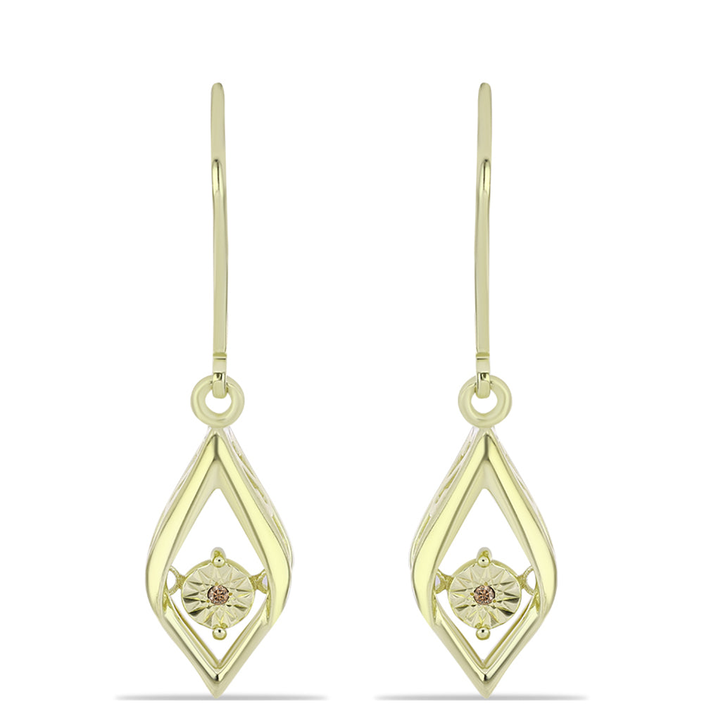 Arannyal Bevont Ezüst Fülbevaló Pezsgő Gyémánttal 1 