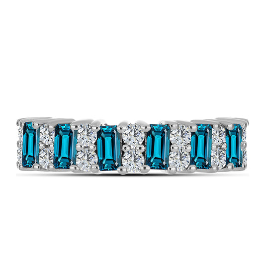 Ezüst Gyűrű London Kék Topázzal és Fehér Topázzal