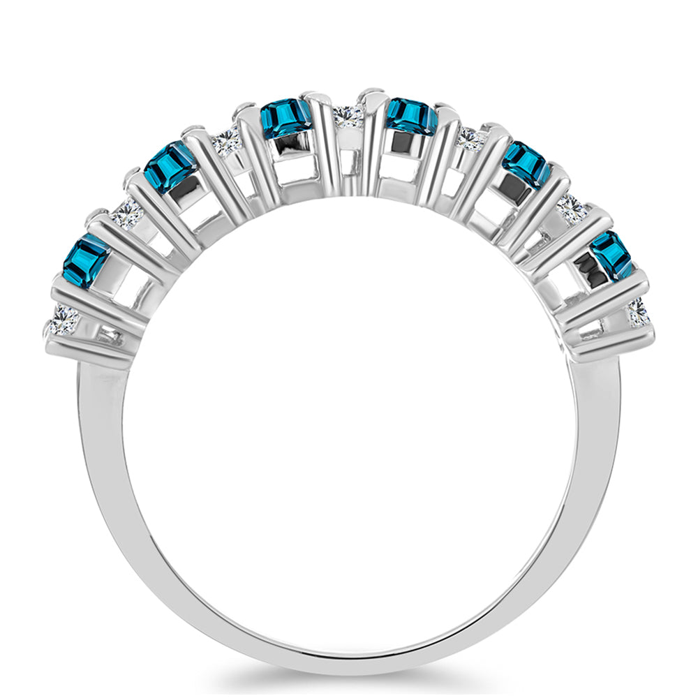 Ezüst Gyűrű London Kék Topázzal és Fehér Topázzal 2 
