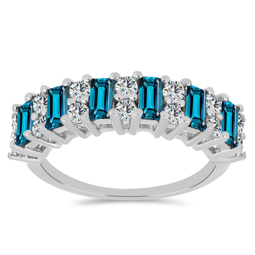 Ezüst Gyűrű London Kék Topázzal és Fehér Topázzal